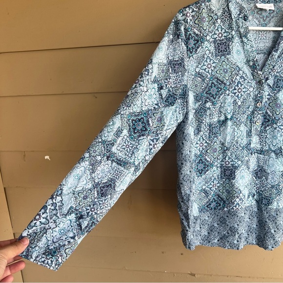 J.Jill Floral Long Sleeve Blouse - Size M - Casual Modest Office - Picture 2 of 6